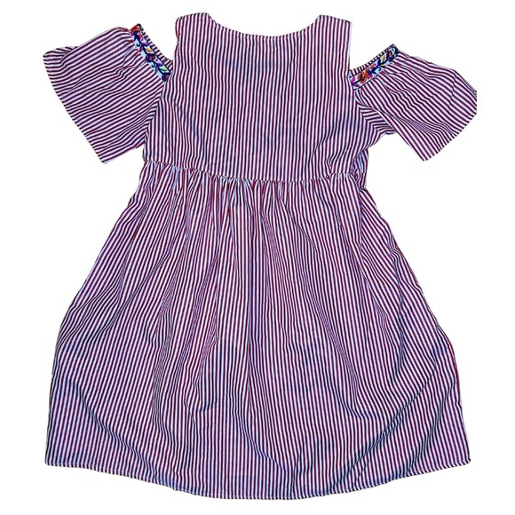 South Main Striped Embroidered Colorful Dress Size S/M - Picture 2 of 4